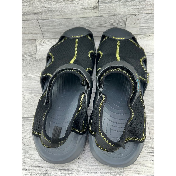 Crocs Swiftwater Mesh Deck Sandals Men Size 12 Black Charcoal Water Shoes‎ 15041 main image 10